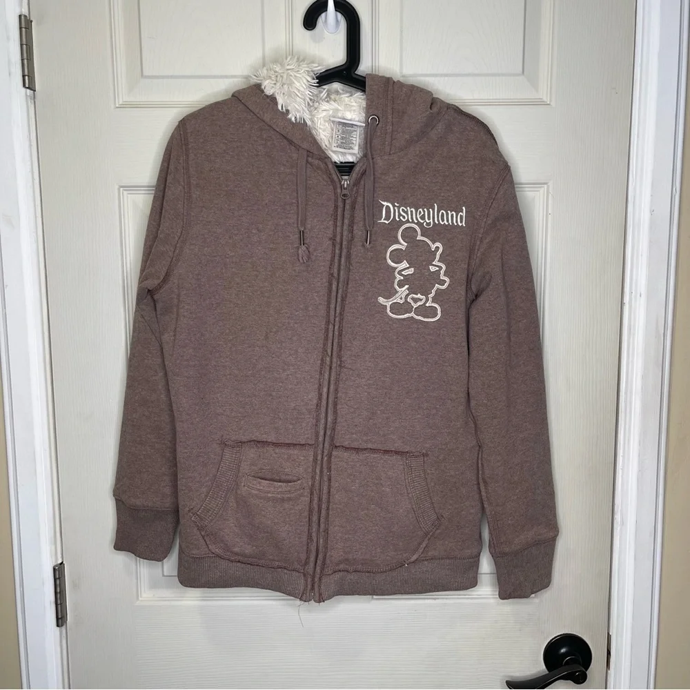 Disney Parks Disneyland 55th Anniversary Sherpa Lined Hoodie Jacket Womens Sz L